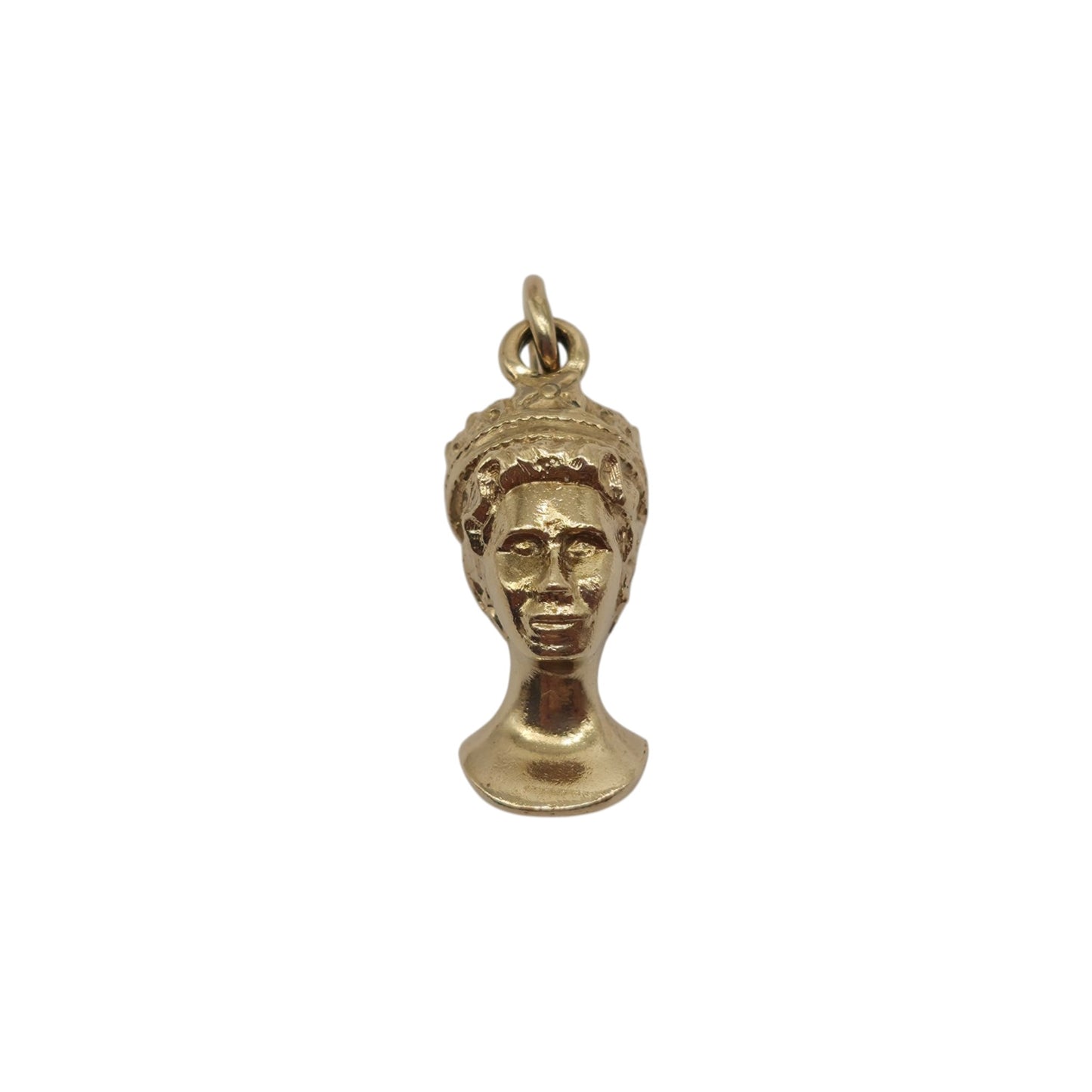 9ct 375 Yellow Gold Queen Elizabeth II Bust Charm c.1977 L 1.5 cm 4.1 g.