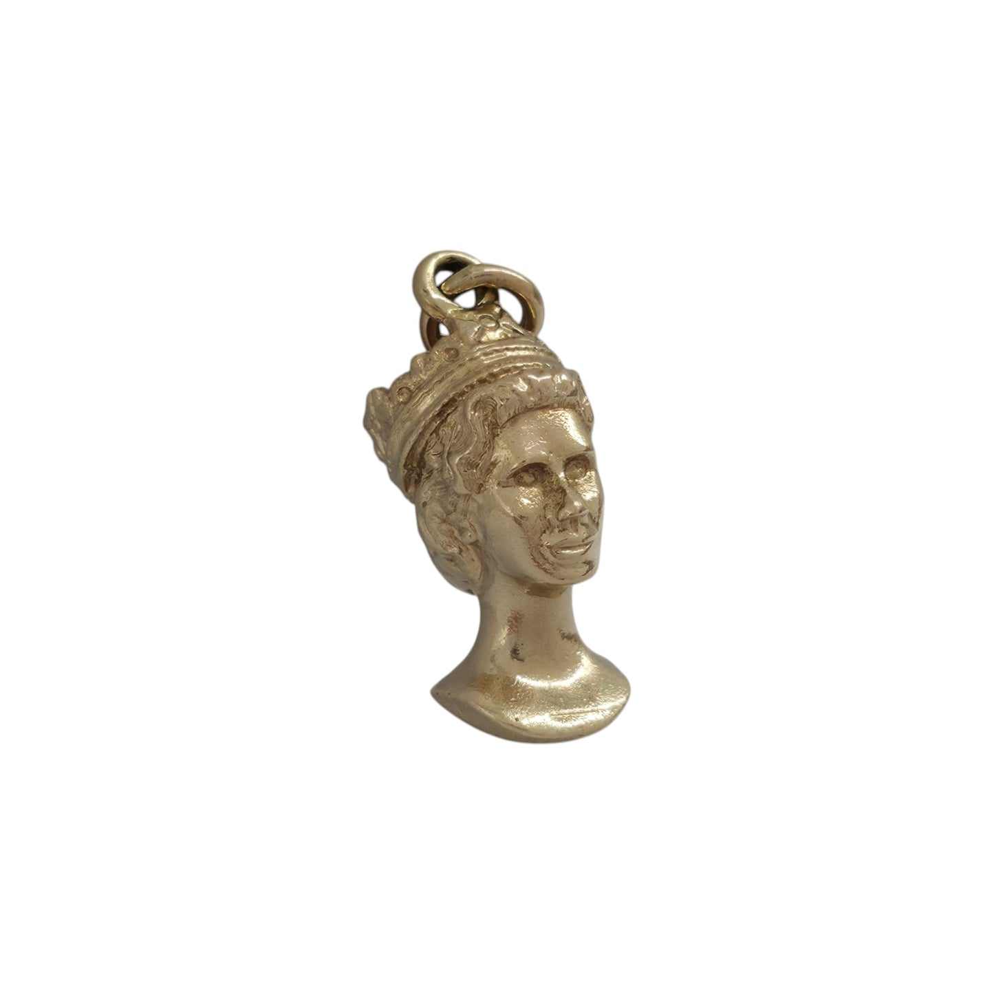 9ct 375 Yellow Gold Queen Elizabeth II Bust Charm c.1977 L 1.5 cm 4.1 g.