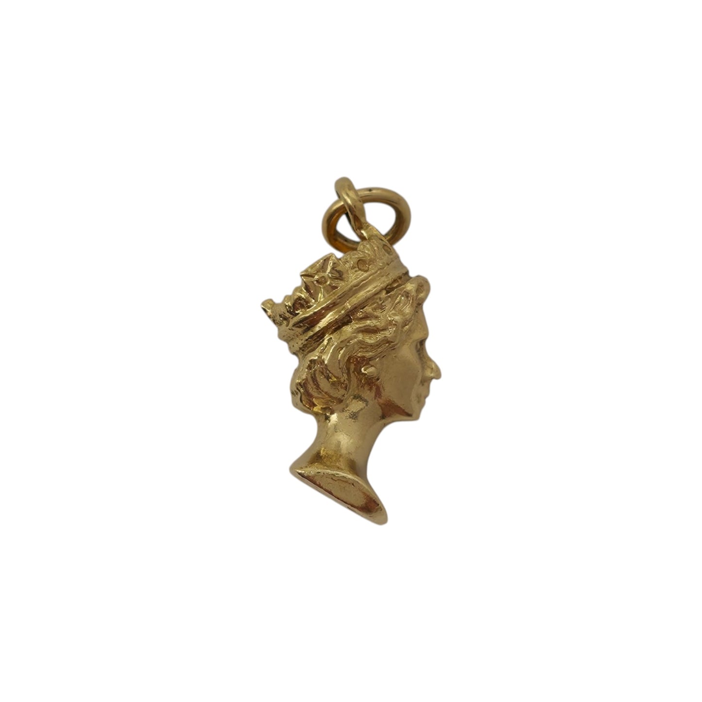 9ct 375 Yellow Gold Queen Elizabeth II Bust Charm c.1977 L 1.5 cm 4.1 g.