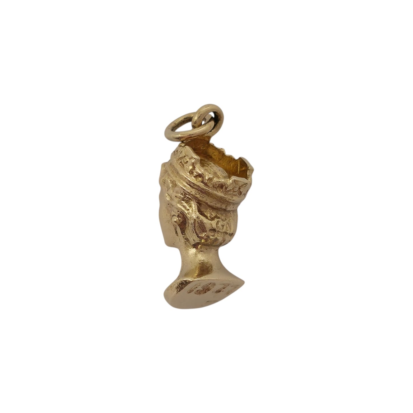 9ct 375 Yellow Gold Queen Elizabeth II Bust Charm c.1977 L 1.5 cm 4.1 g.