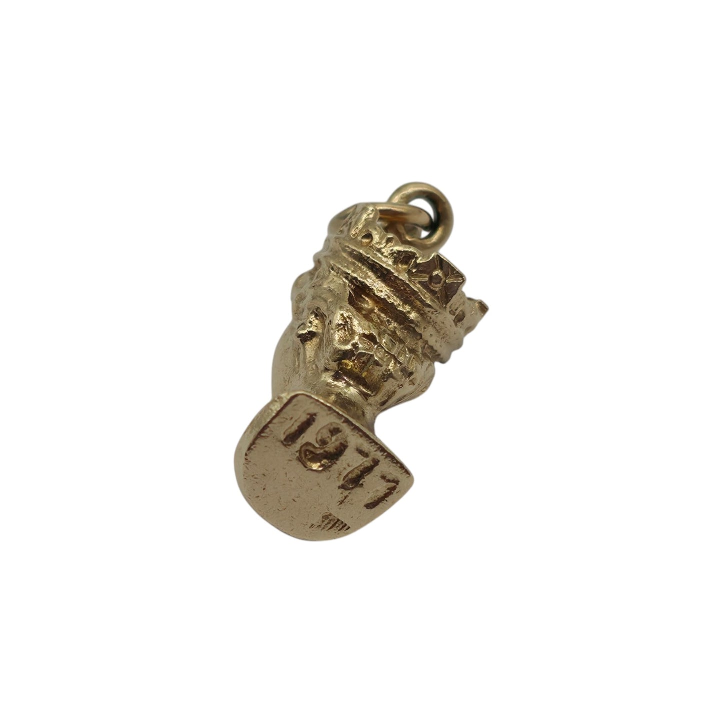 9ct 375 Yellow Gold Queen Elizabeth II Bust Charm c.1977 L 1.5 cm 4.1 g.