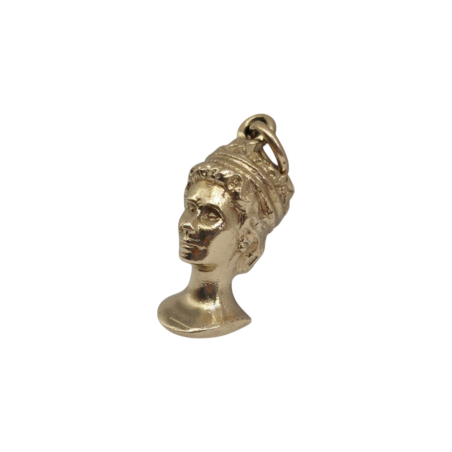 9ct 375 Yellow Gold Queen Elizabeth II Bust Charm c.1977 L 1.5 cm 4.1 g.