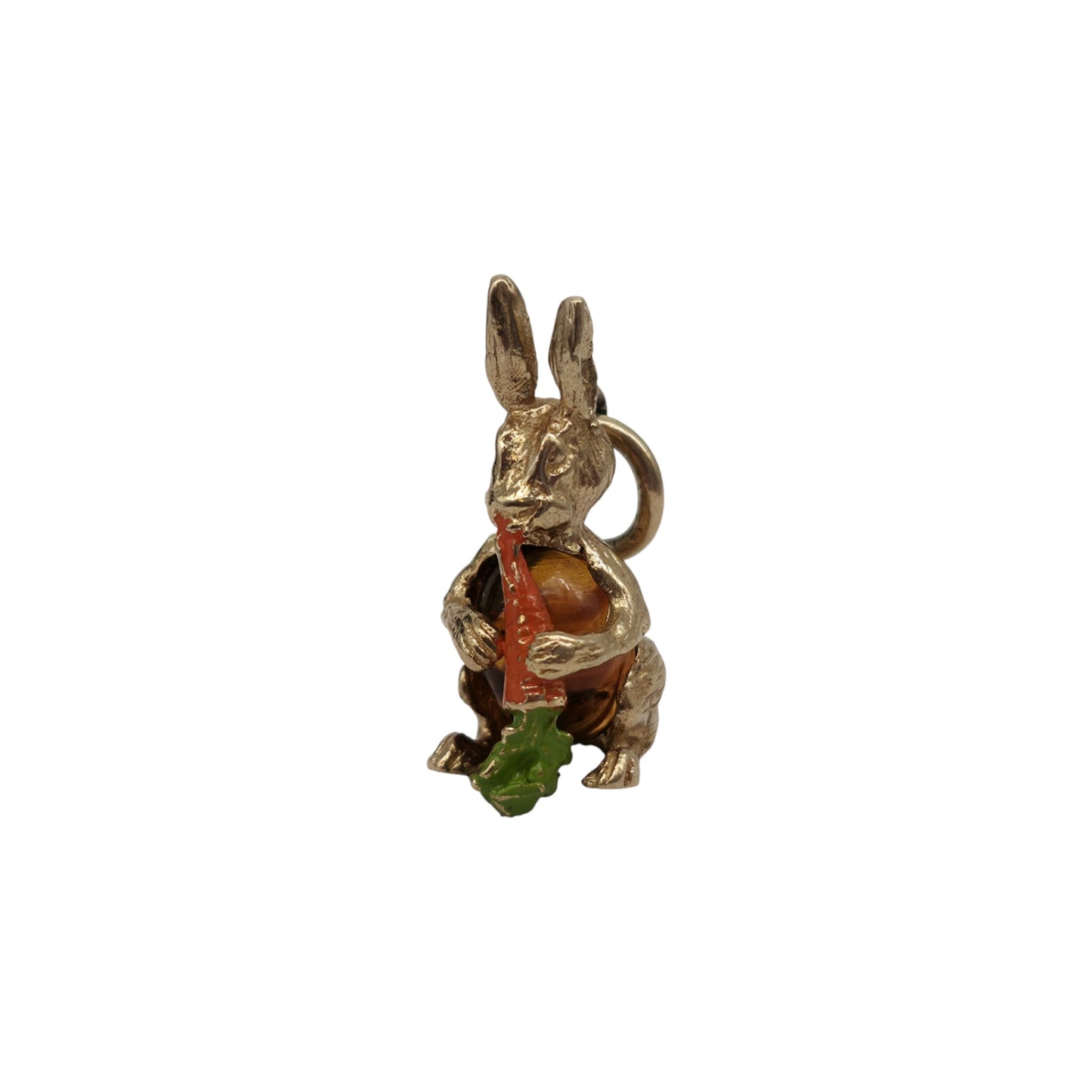 9ct 375 Yellow Gold & Enamel Rabbit With Carrot Charm 1998 L 1.7 cm 2.5 g.