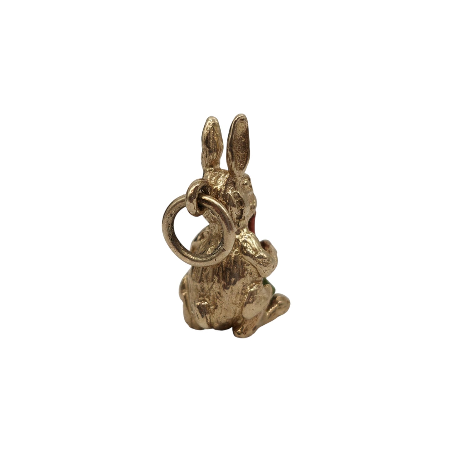 9ct 375 Yellow Gold & Enamel Rabbit With Carrot Charm 1998 L 1.7 cm 2.5 g.