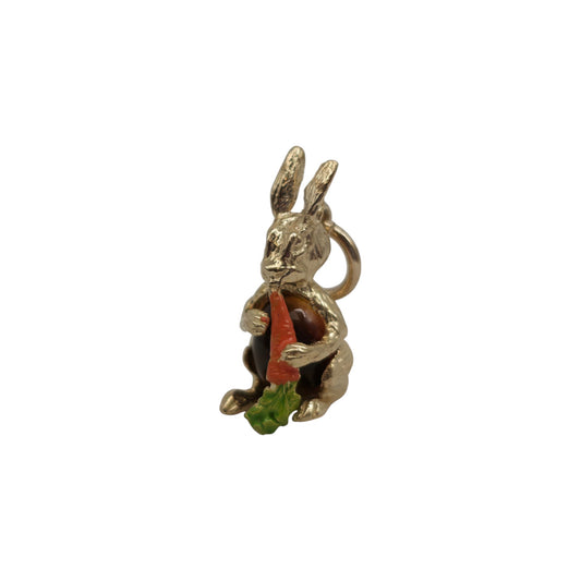 9ct 375 Yellow Gold Bunny With Carrot Charm L 1.8 cm 2.5 g.