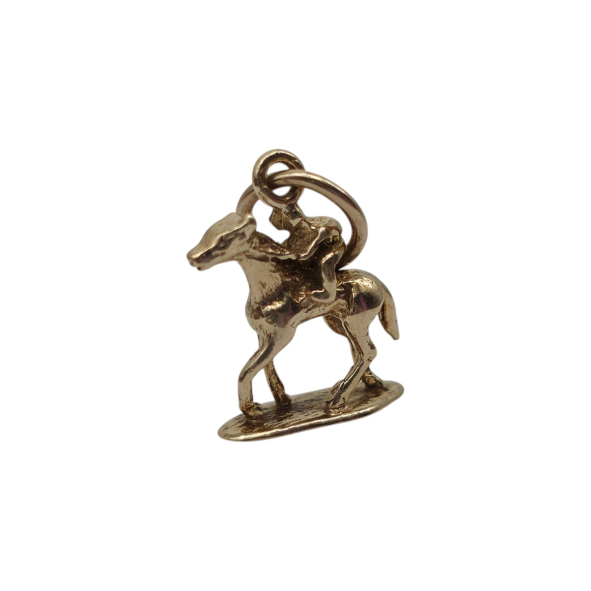 9ct Yellow Gold Racing Horse Charm L 1.1 cm 1.4 g.