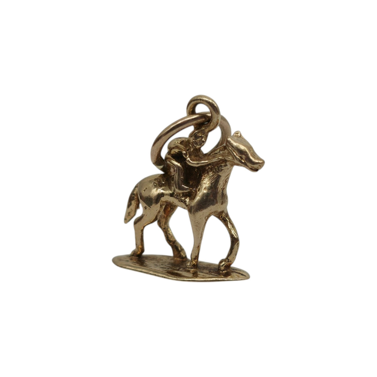 9ct Yellow Gold Racing Horse Charm L 1.1 cm 1.4 g.