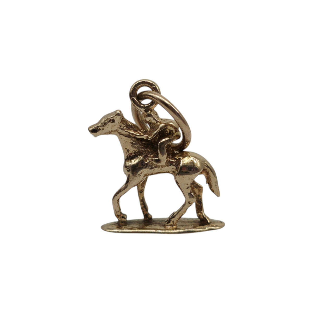 9ct Yellow Gold Racing Horse Charm L 1.1 cm 1.4 g.