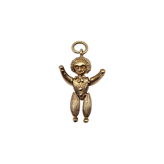 9ct 375 Yellow Gold Articulated Rag Doll Charm 1965 L 2.1 cm 4.1 g.