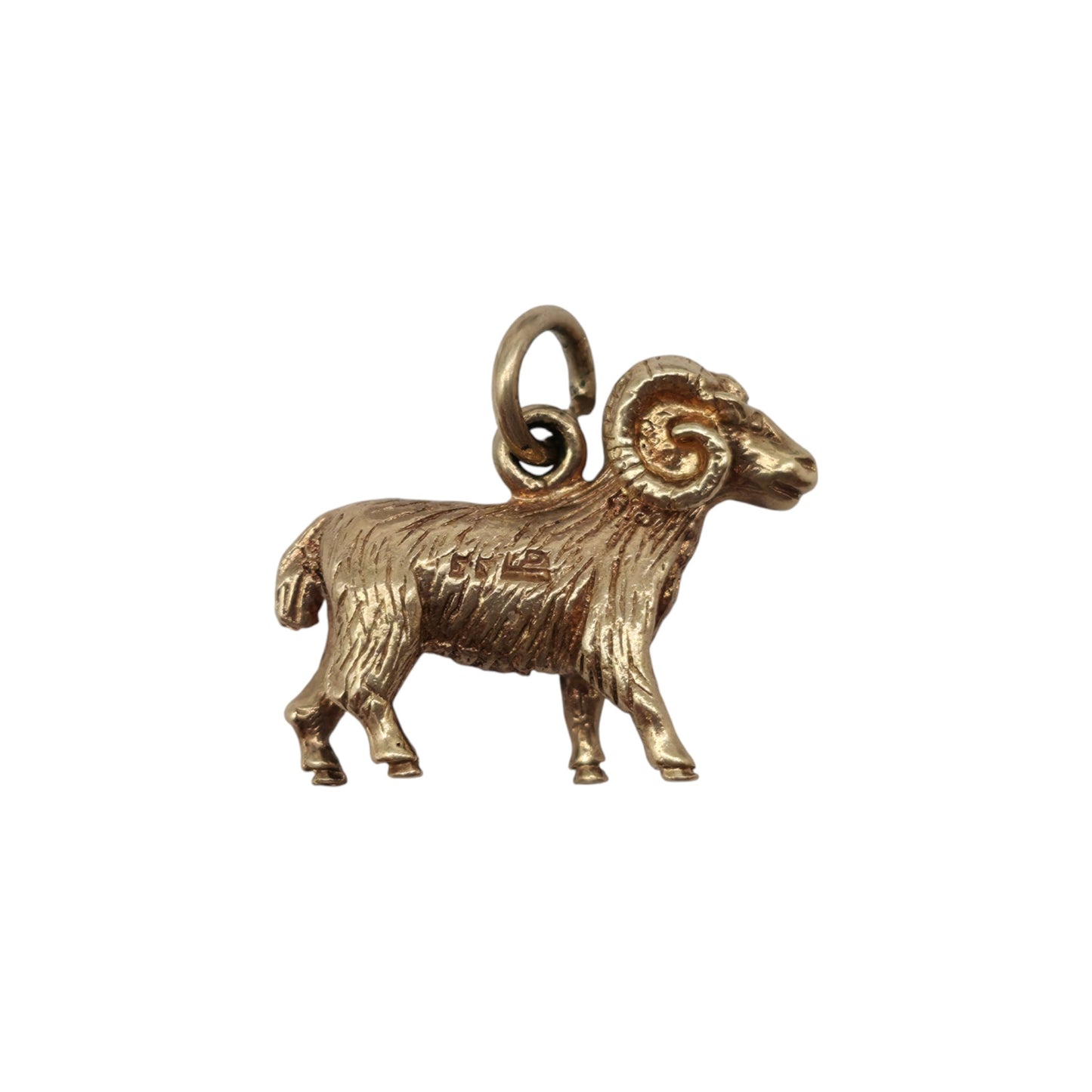 9ct 375 Yellow Gold Ram Charm 1969 L 1.7 cm 3.0 g.