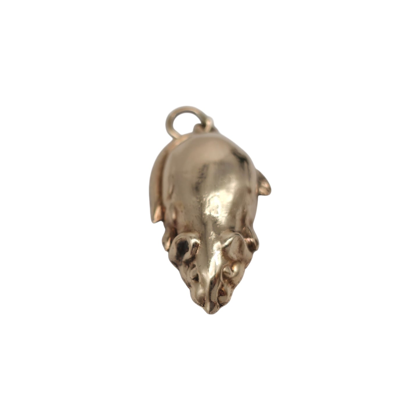 9ct 375 Yellow Gold Rat Charm 1968 L 2.4 cm 1.4 g.