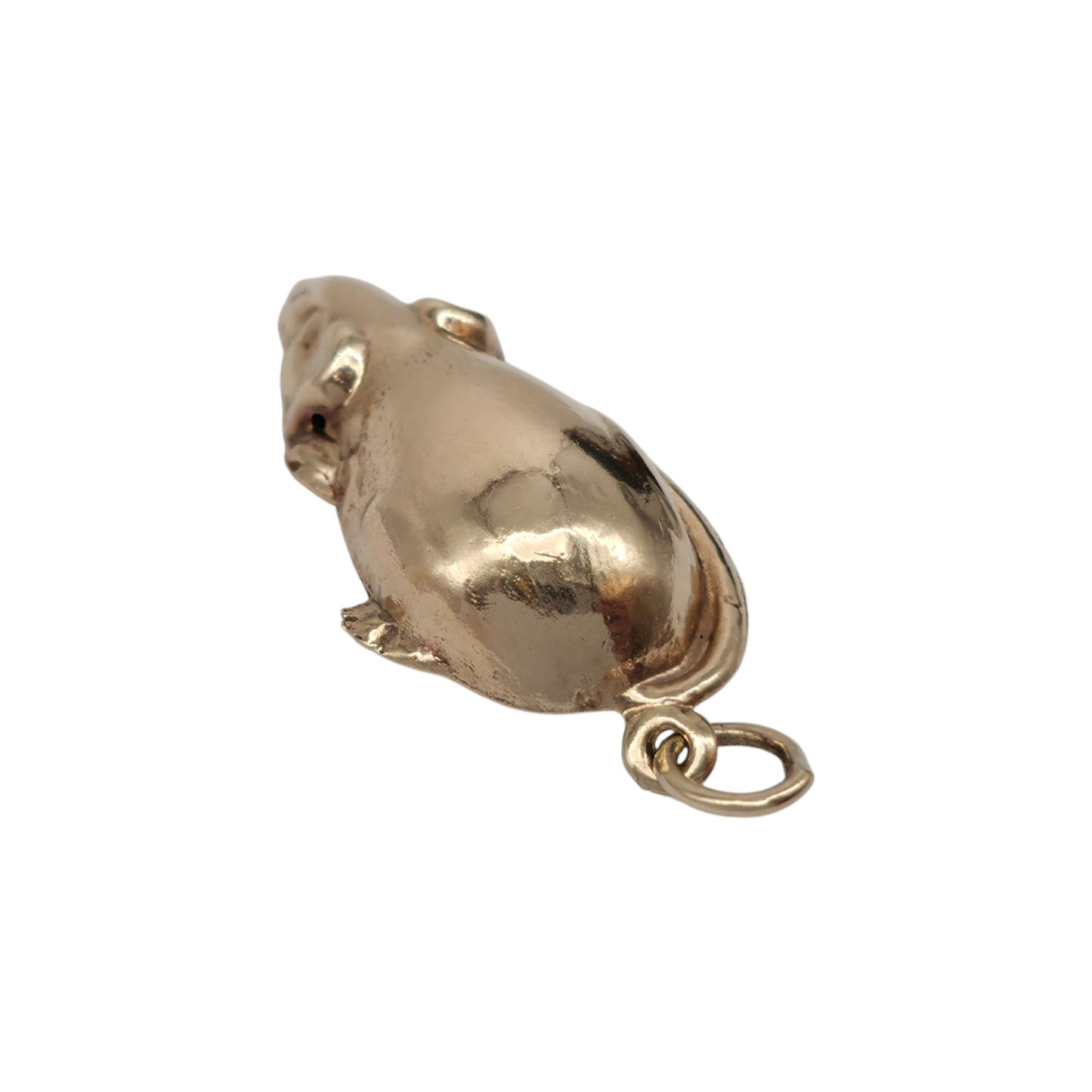 9ct 375 Yellow Gold Rat Charm 1968 L 2.4 cm 1.4 g.