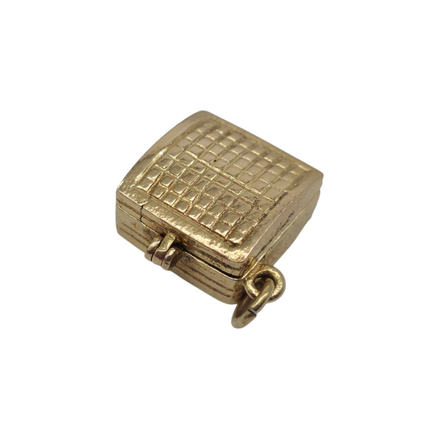 9ct 375 Yellow Gold Record Player Opening Charm 1959 L 1.3 cm 3.2 g.