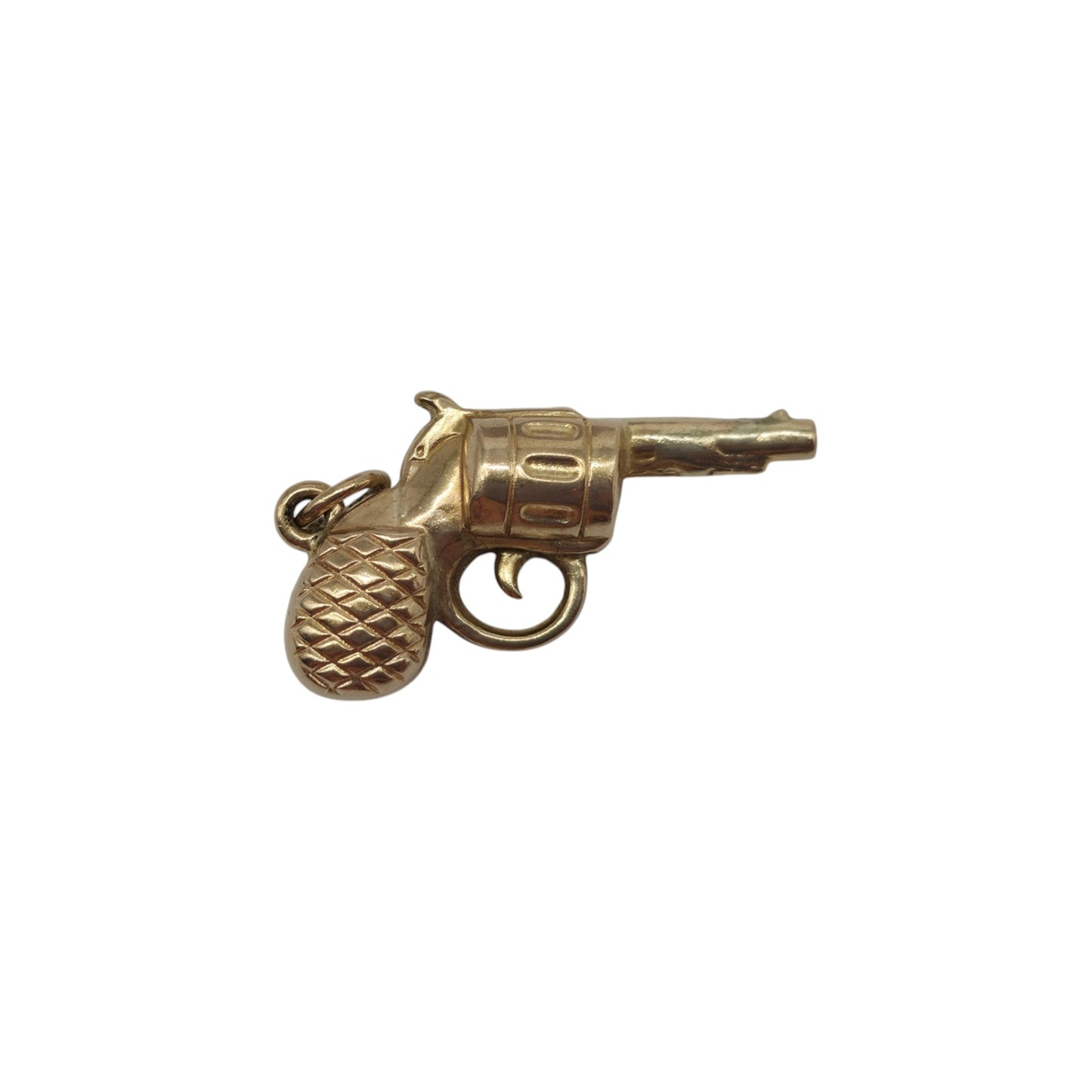 9ct 375 Yellow Gold Revolver Gun Charm 1976 L 2.4 cm 1.0 g.