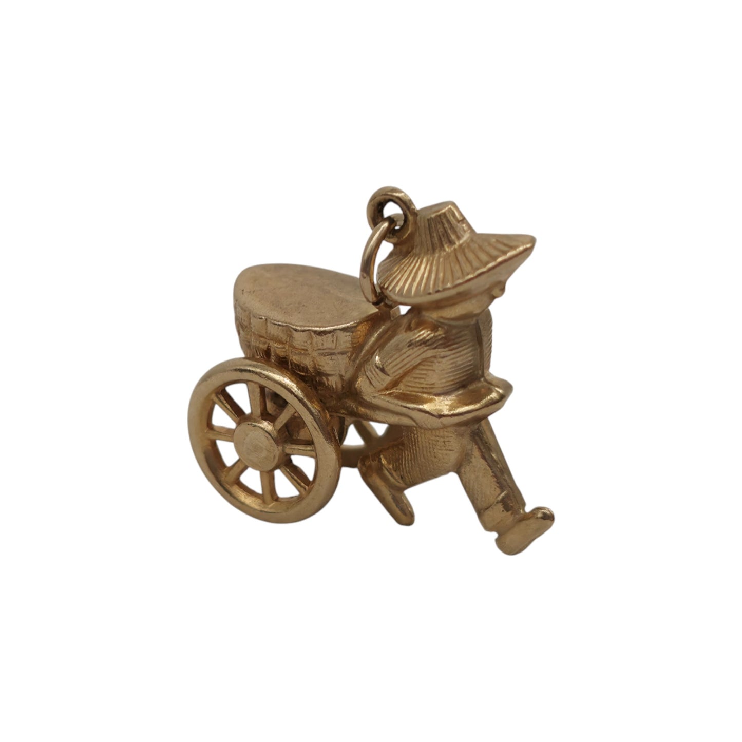 9ct 375 Yellow Gold Richshaw Charm 1970 L 1.9 cm 2.4 g.