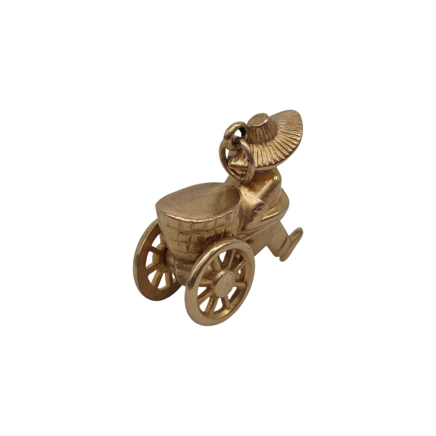 9ct 375 Yellow Gold Richshaw Charm 1970 L 1.9 cm 2.4 g.