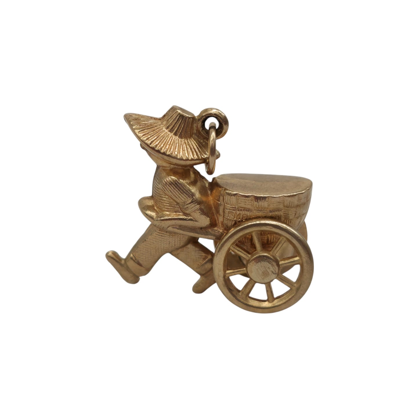 9ct 375 Yellow Gold Richshaw Charm 1970 L 1.9 cm 2.4 g.