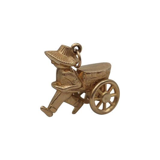 9ct 375 Yellow Gold Richshaw Charm 1970 L 1.9 cm 2.4 g.