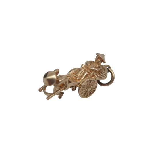 9ct 375 Yellow Gold Rickshaw Charm 1969 L 1.7 cm 2.8 g.