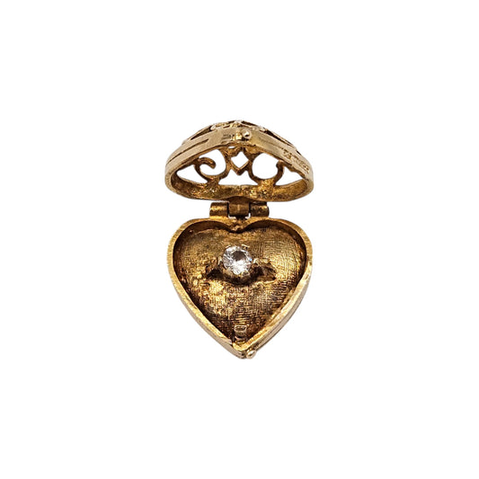 9ct 375 Yellow Gold Ring Box Opening Charm 1966 L 1.7 cm 4.3 g.