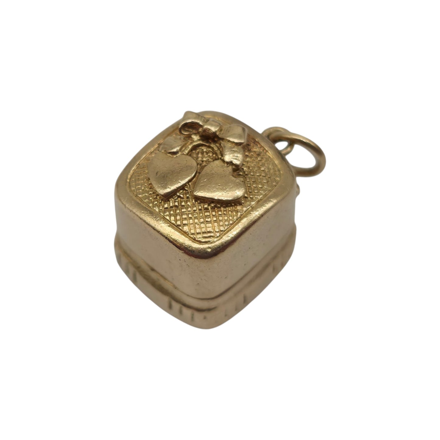 9ct 375 Yellow Gold Ring Box Opening Charm 1962 L 1.2 cm 5.8 g.