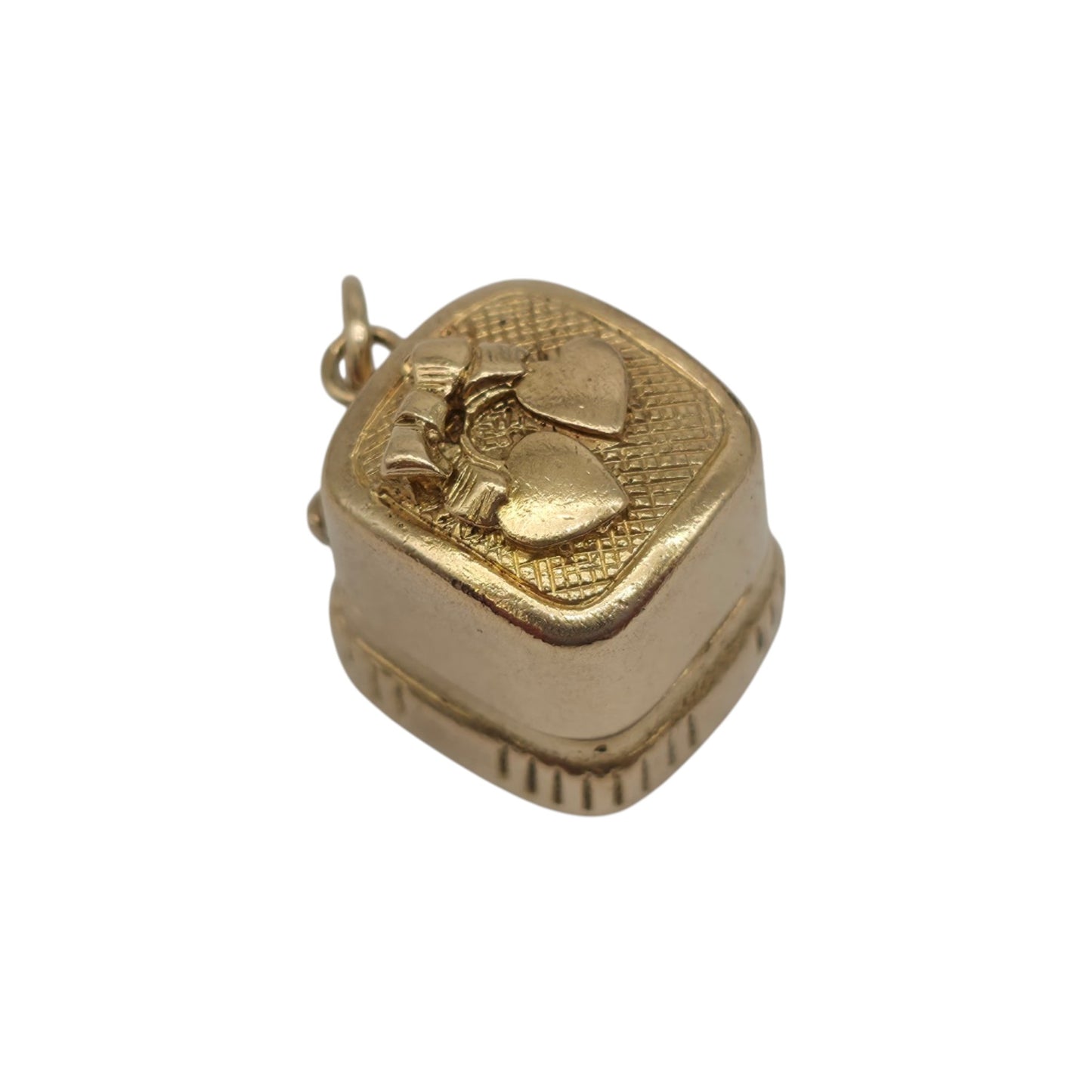 9ct 375 Yellow Gold Ring Box Opening Charm 1962 L 1.2 cm 5.8 g.