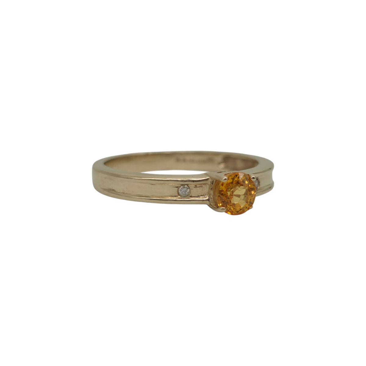 9ct 375 Yellow Gold Citrine & Diamonds Ring 2005 Size P 1/2 2.5 g.