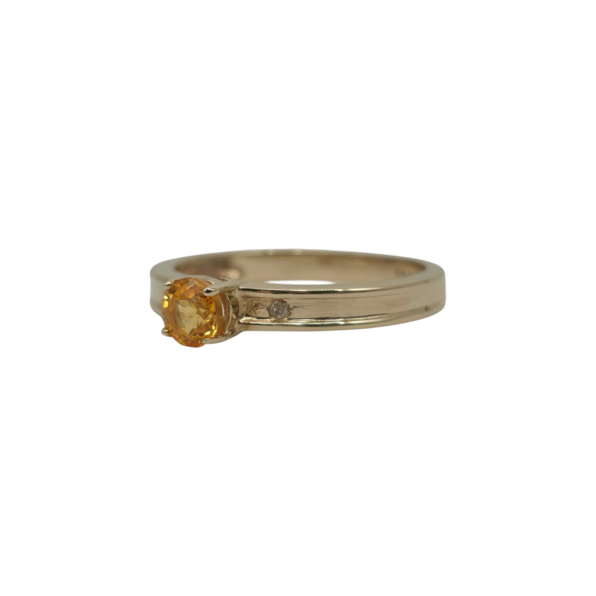 9ct 375 Yellow Gold Citrine & Diamonds Ring 2005 Size P 1/2 2.5 g.