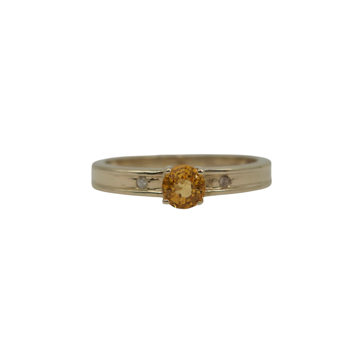 9ct 375 Yellow Gold Citrine & Diamonds Ring 2005 Size P 1/2 2.5 g.