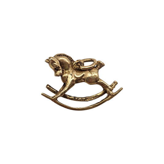 9ct 375 Yellow Gold Rocking Horse Charm 1959 L 2.1 cm 2.3 g.