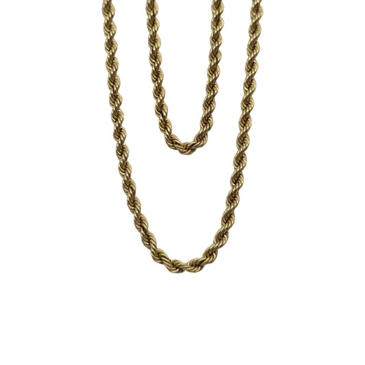 9ct 375 Yellow Gold Rope Twist Chain L 46.7 cm 3.6 g.