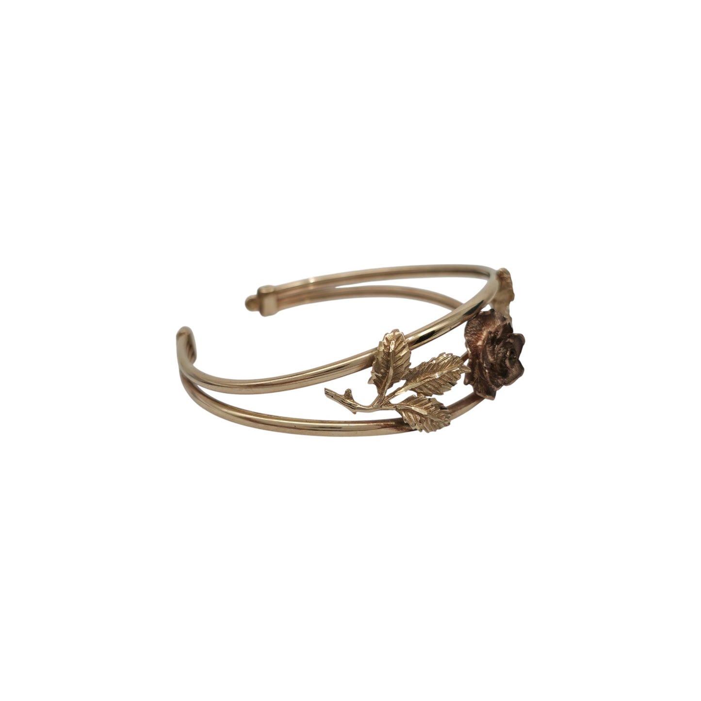 9ct 375 Gold Rose Flower Bangle 1991 L 5.7 cm 13.9 g.
