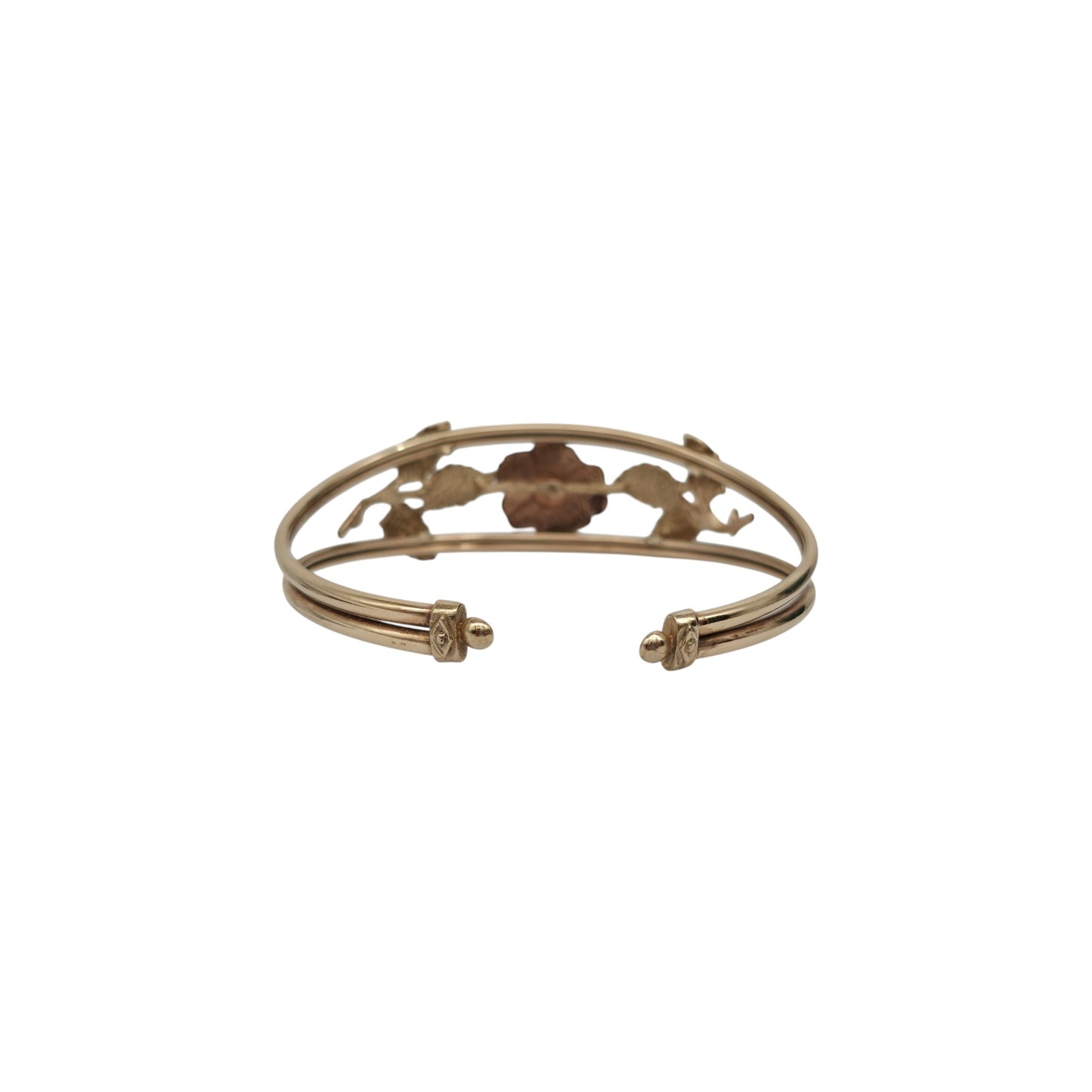 9ct 375 Gold Rose Flower Bangle 1991 L 5.7 cm 13.9 g.