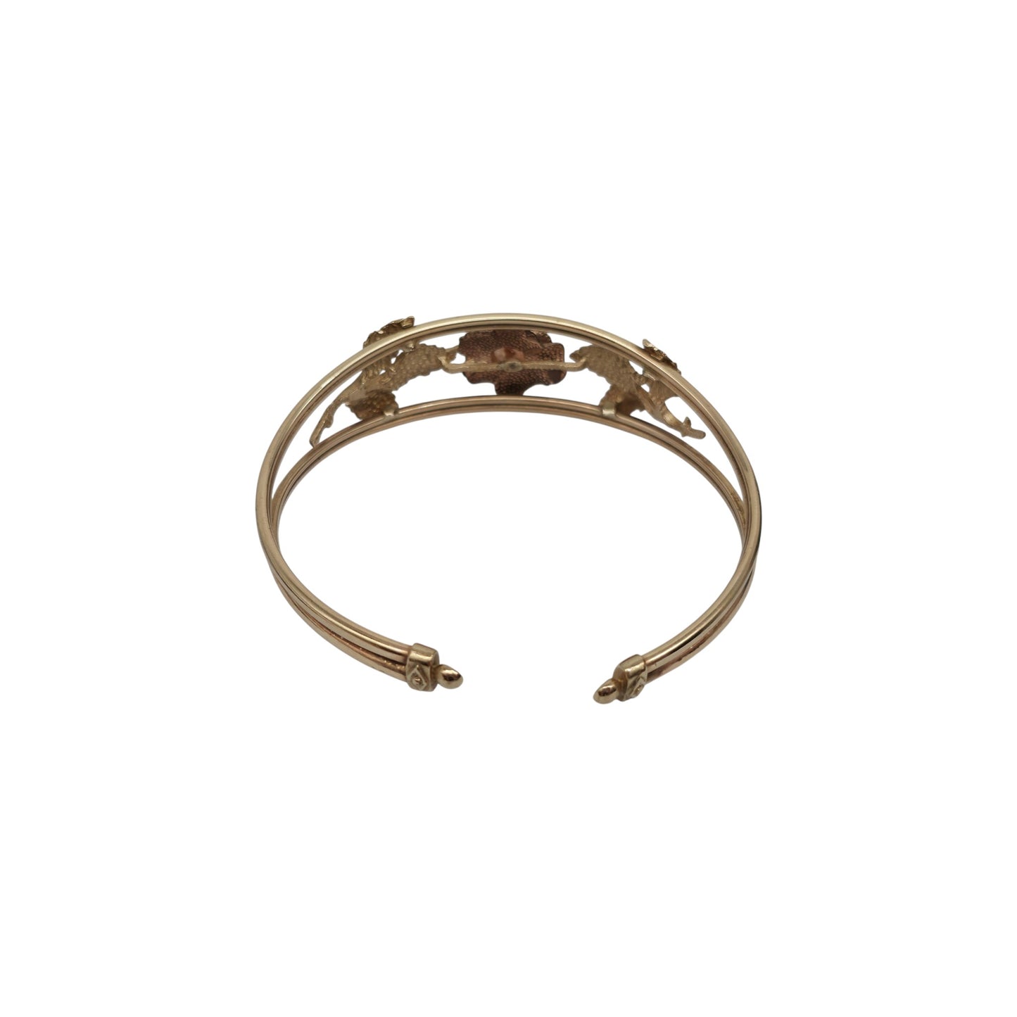 9ct 375 Gold Rose Flower Bangle 1991 L 5.7 cm 13.9 g.