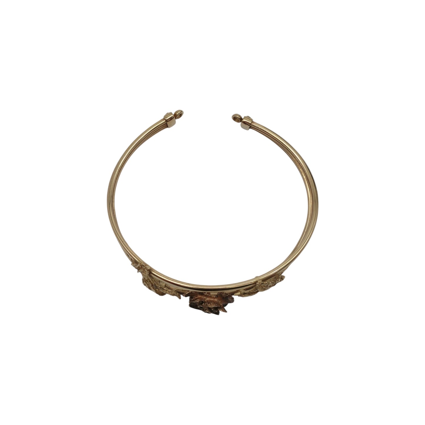 9ct 375 Gold Rose Flower Bangle 1991 L 5.7 cm 13.9 g.