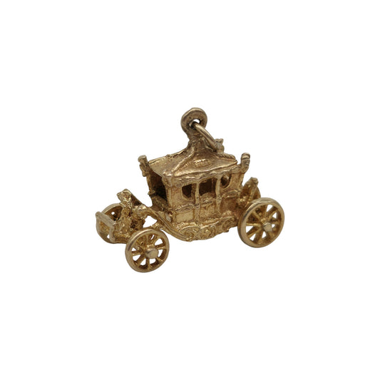 9ct 375 Yellow Gold Raoyl Carriage Charm 1978 L 2.1 cm 3.7 g.