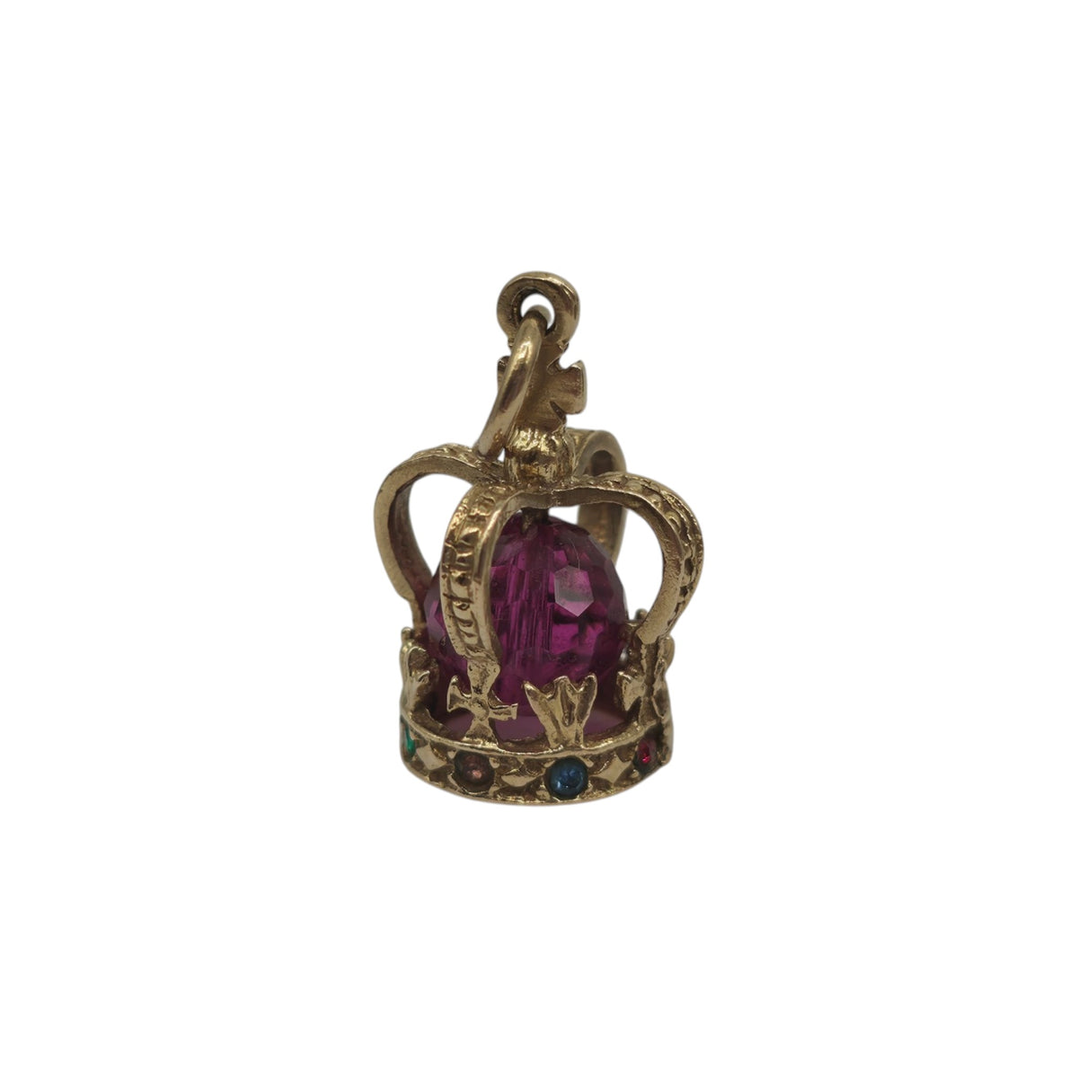 9ct 375 Yellow Gold Royal Crown Charm 1975 L 1.7 cm 2.7 g.