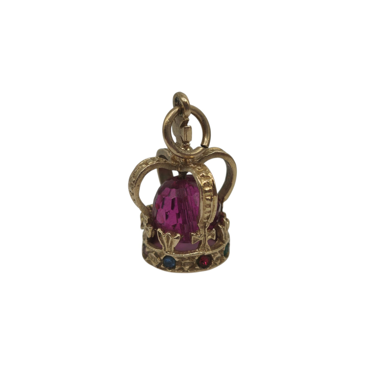 9ct 375 Yellow Gold Royal Crown Charm 1975 L 1.7 cm 2.7 g.