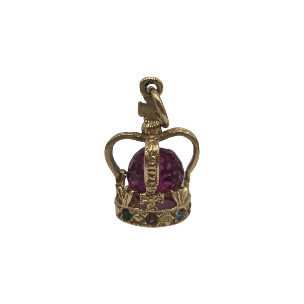 9ct 375 Yellow Gold Royal Crown Charm 1975 L 1.7 cm 2.7 g.