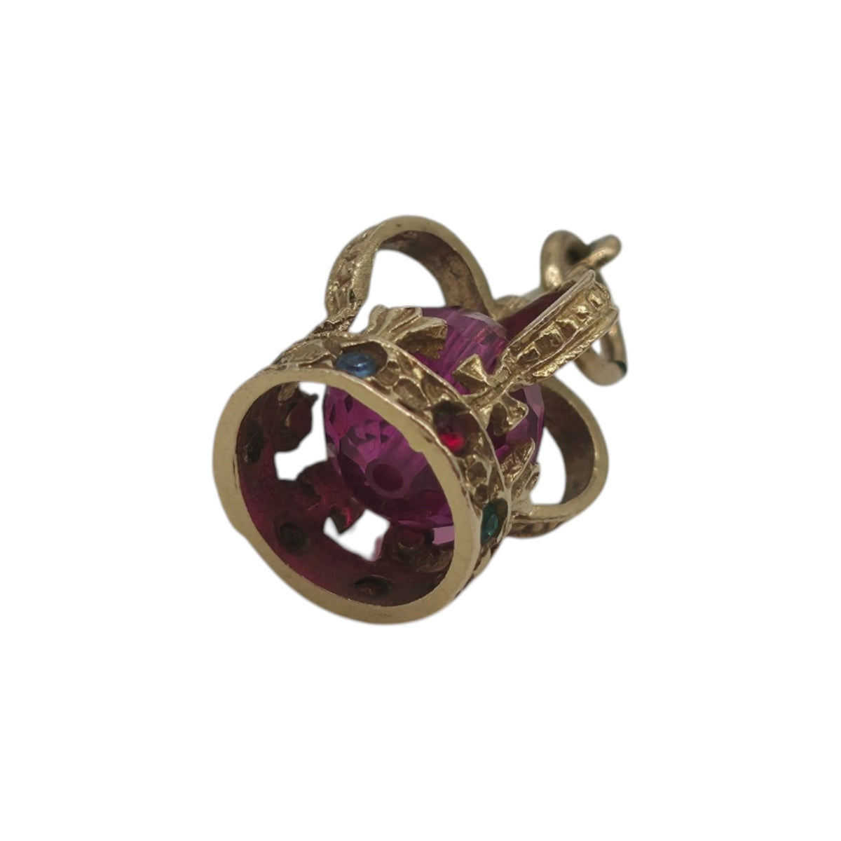 9ct 375 Yellow Gold Royal Crown Charm 1975 L 1.7 cm 2.7 g.