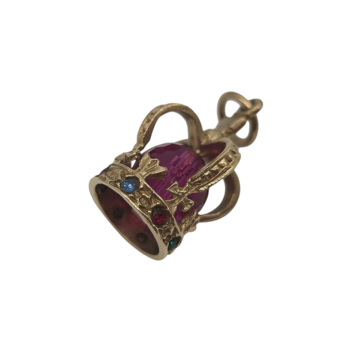 9ct 375 Yellow Gold Royal Crown Charm 1975 L 1.7 cm 2.7 g.