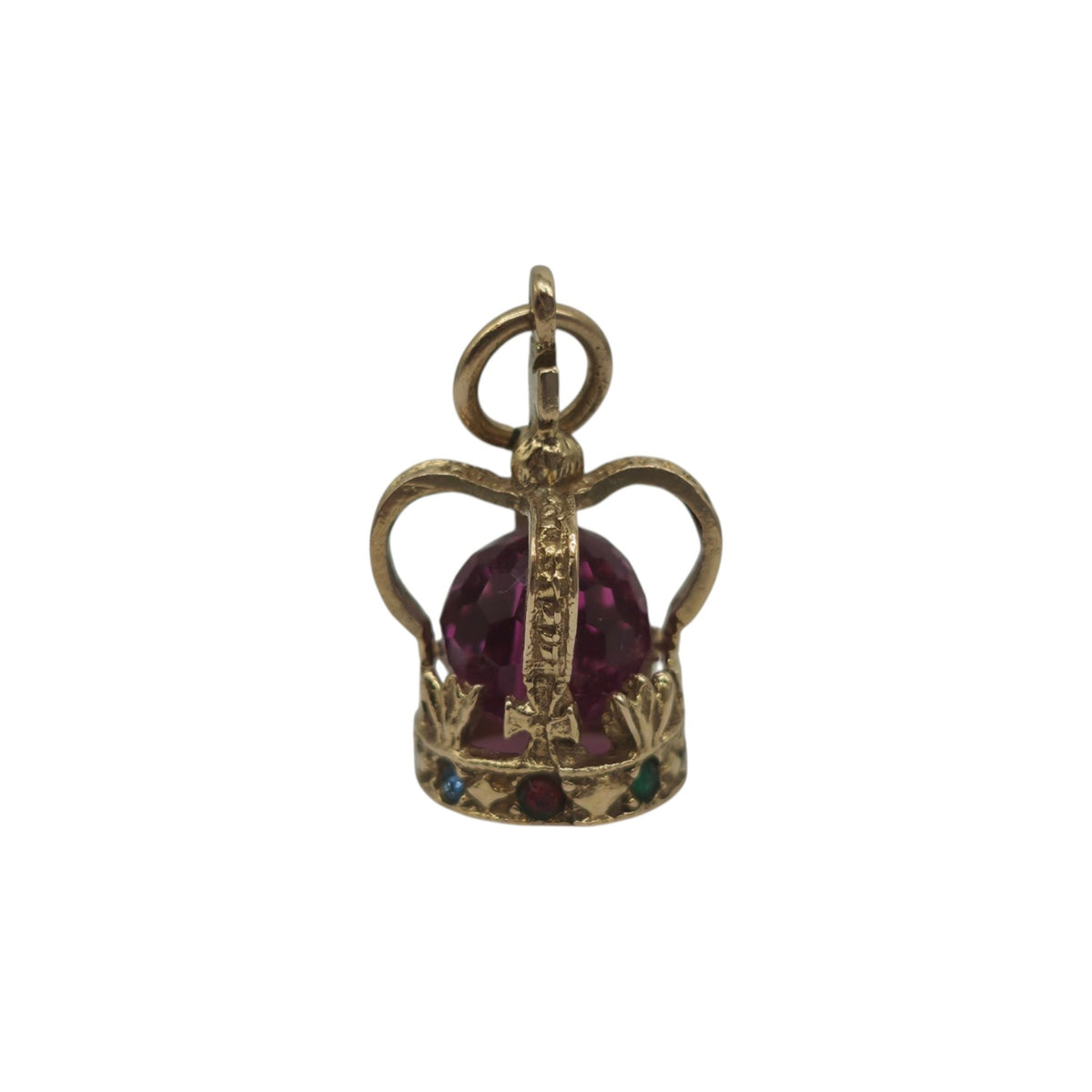 9ct 375 Yellow Gold Royal Crown Charm 1975 L 1.7 cm 2.7 g.