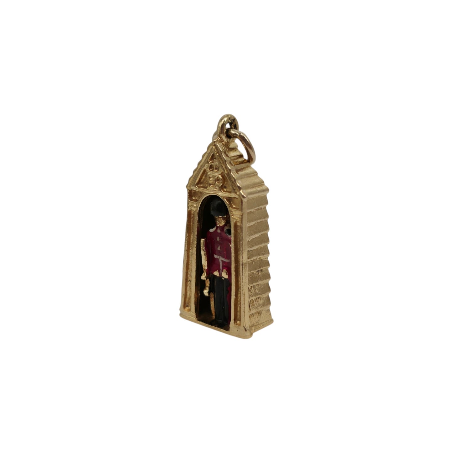 Heavy 9ct 375 Yellow Gold & Enamel Royal Guard Charm 1976 L 2.3 cm 5.3 g.