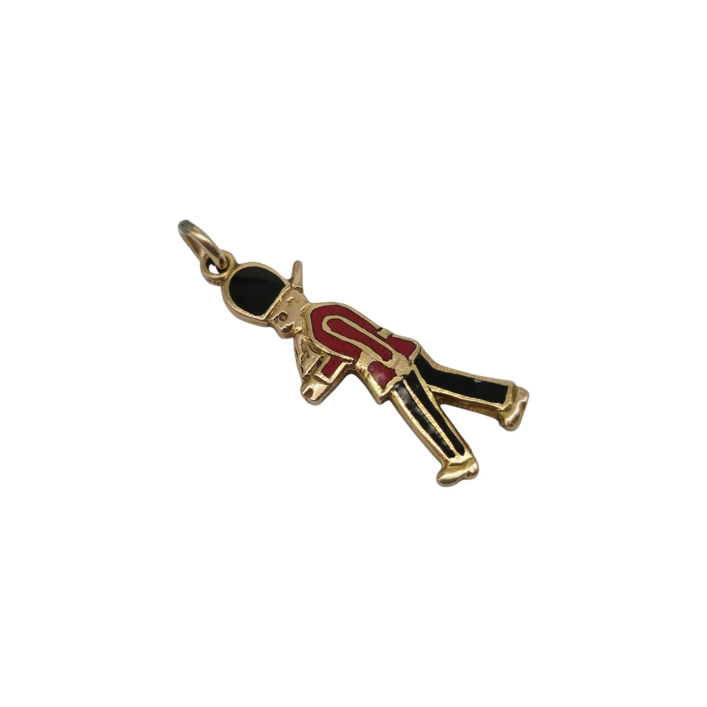 9ct 375 Yellow Gold & Enamel Royal Guard Charm c.1960's L 2.0 cm 1.1 g.