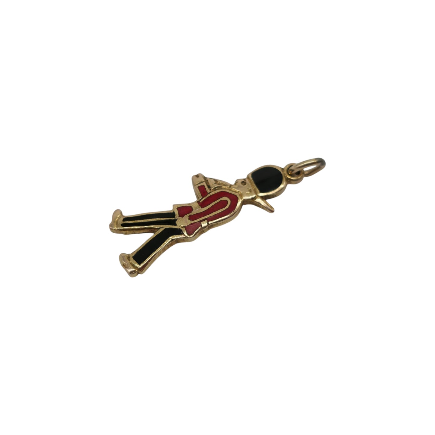 9ct 375 Yellow Gold & Enamel Royal Guard Charm c.1960's L 2.0 cm 1.1 g.