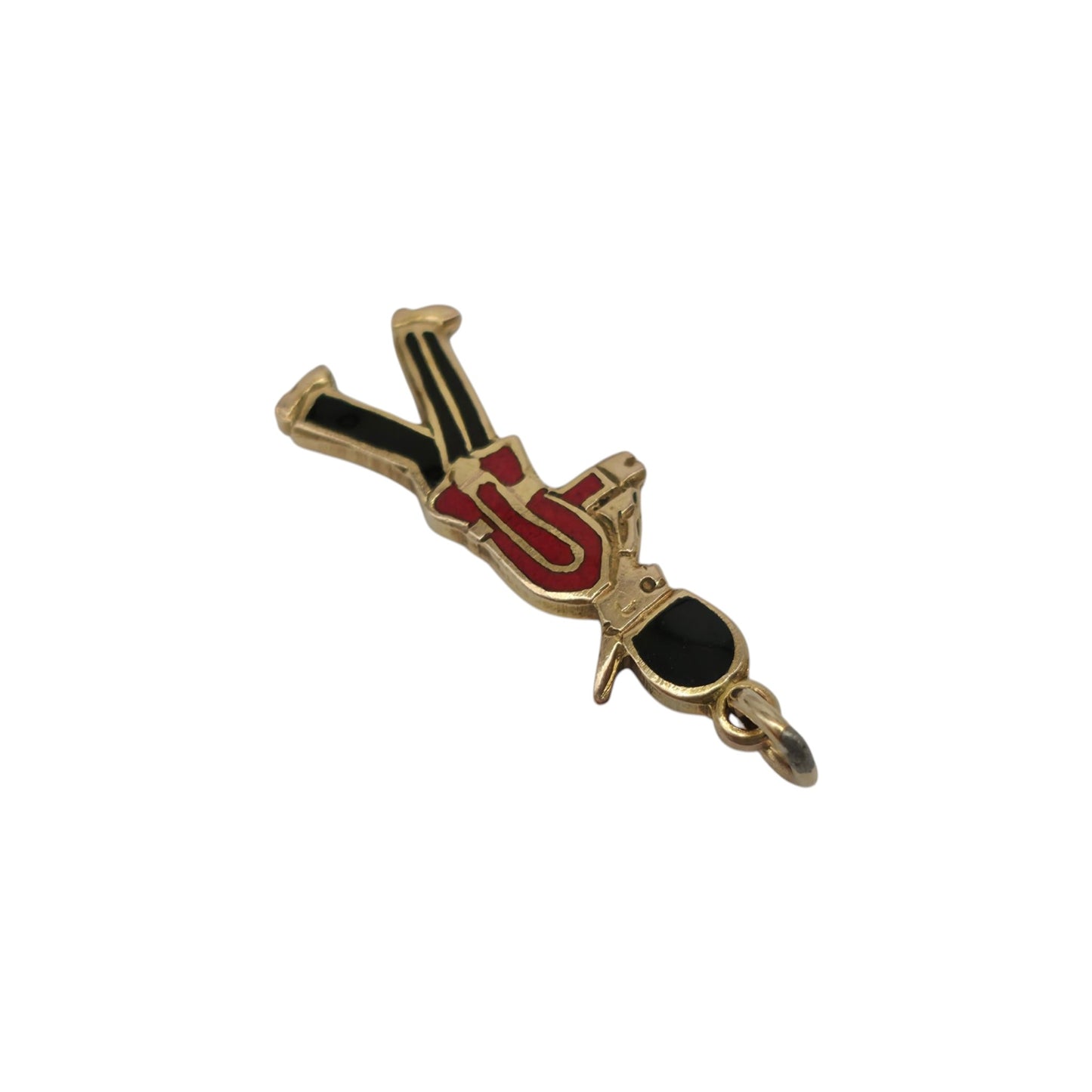 9ct 375 Yellow Gold & Enamel Royal Guard Charm c.1960's L 2.0 cm 1.1 g.