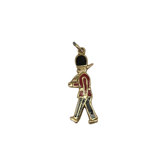 9ct 375 Yellow Gold & Enamel Royal Guard Charm c.1960's L 2.0 cm 1.1 g.