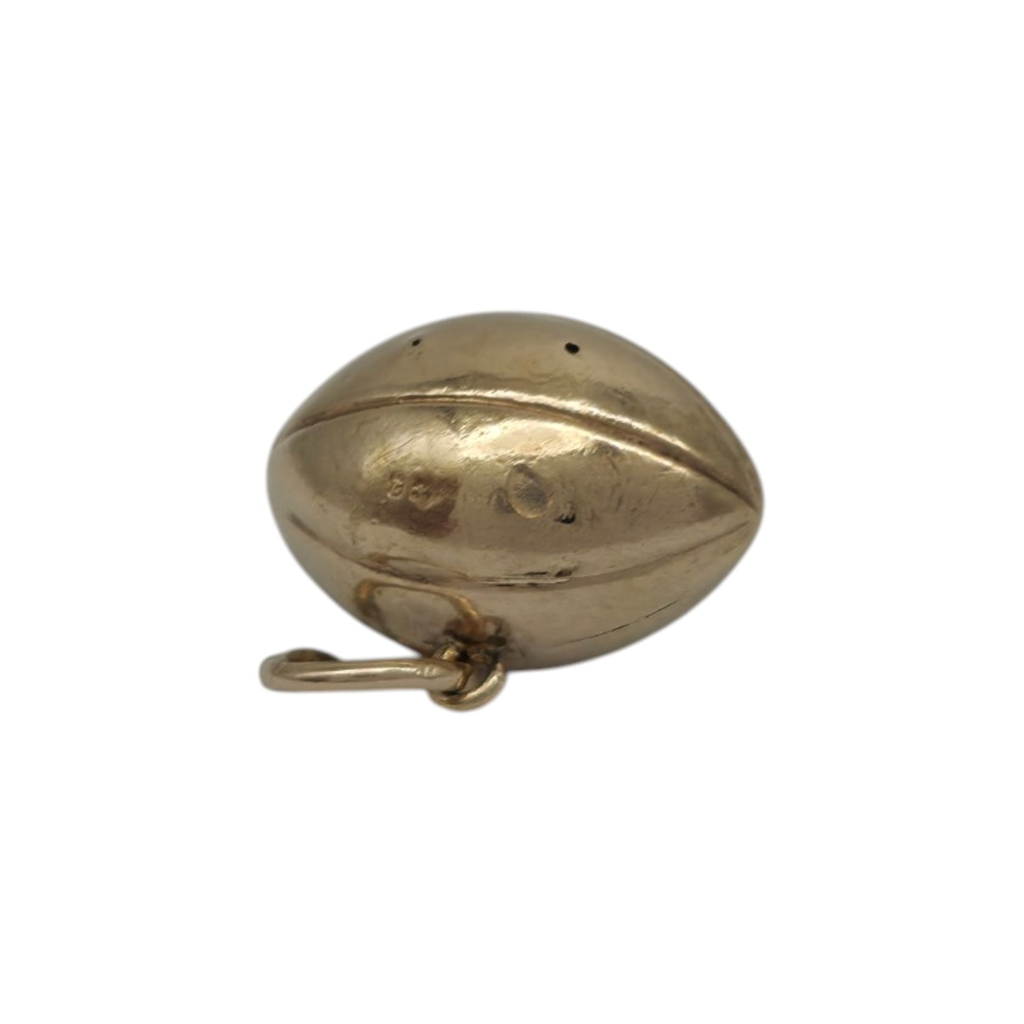 9ct 375 Yellow Gold Rugby Ball Charm 1965 L 1.3 cm 0.9 g.