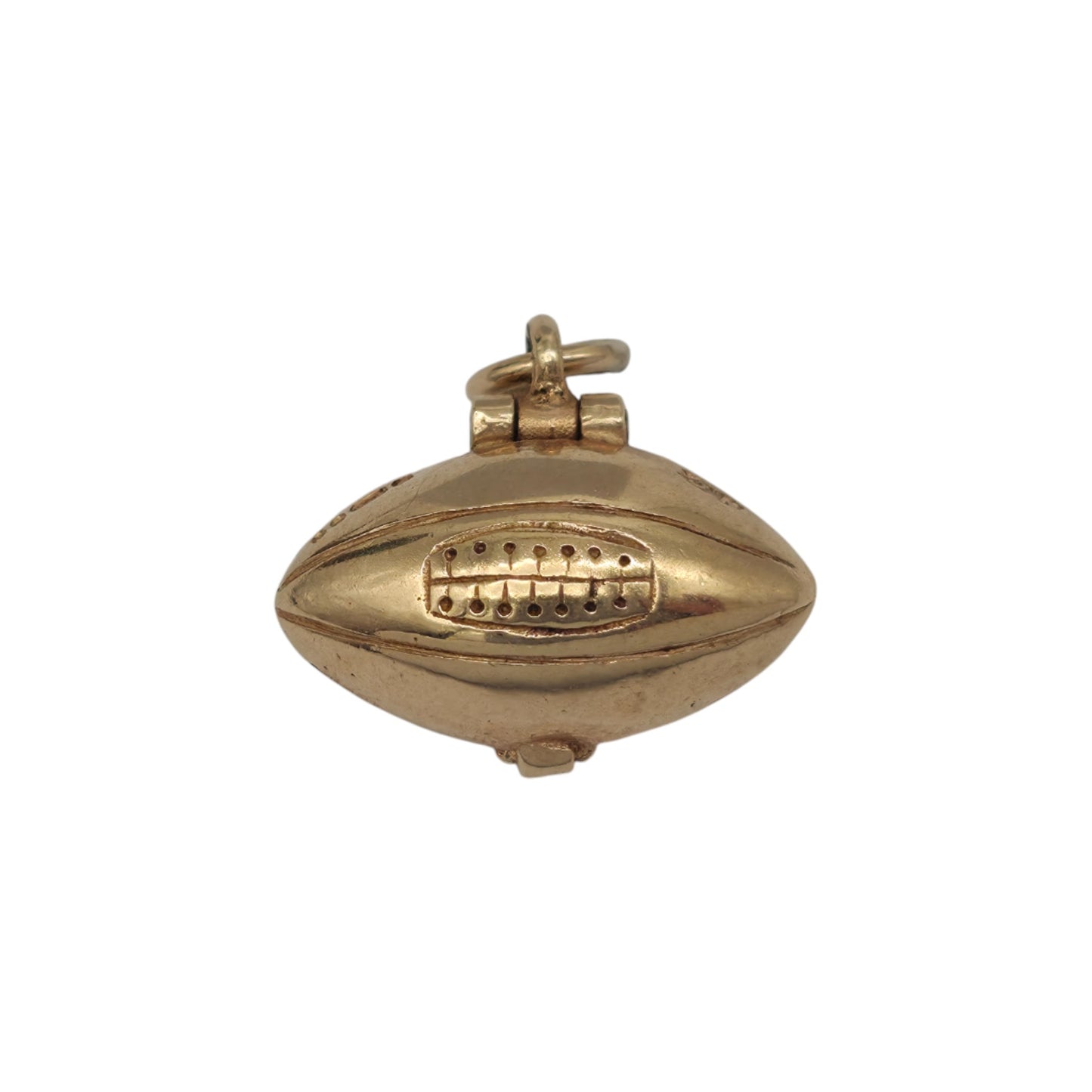 Unusual 9ct 375 Yellow Gold & Enamel Rugby Ball Opening Charm 1976 L 1.6 cm 3.2 g.