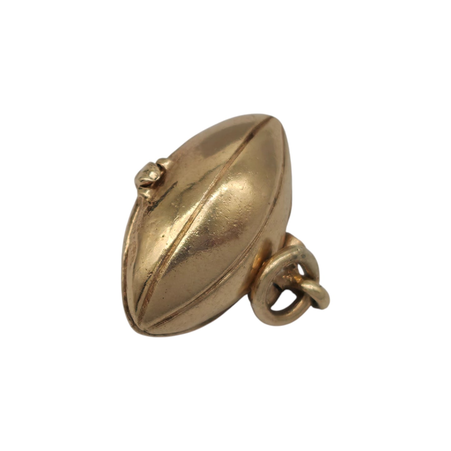 Unusual 9ct 375 Yellow Gold & Enamel Rugby Ball Opening Charm 1976 L 1.6 cm 3.2 g.